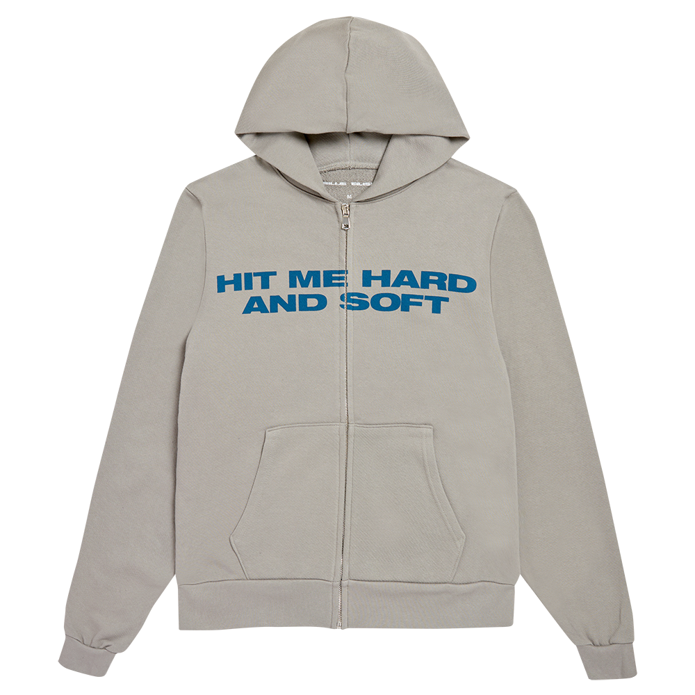 HIT ME HARD AND SOFT Grey Zipper Hoodie