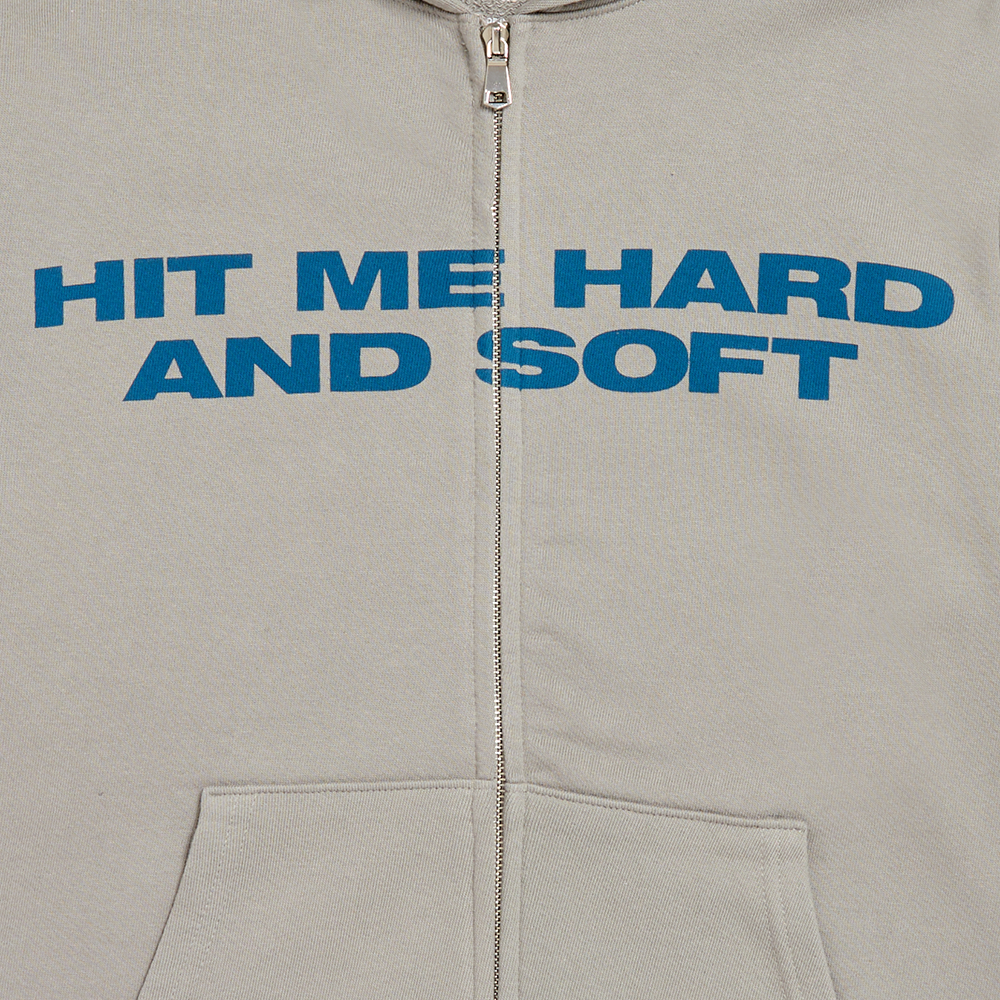 HIT ME HARD AND SOFT Grey Zipper Hoodie