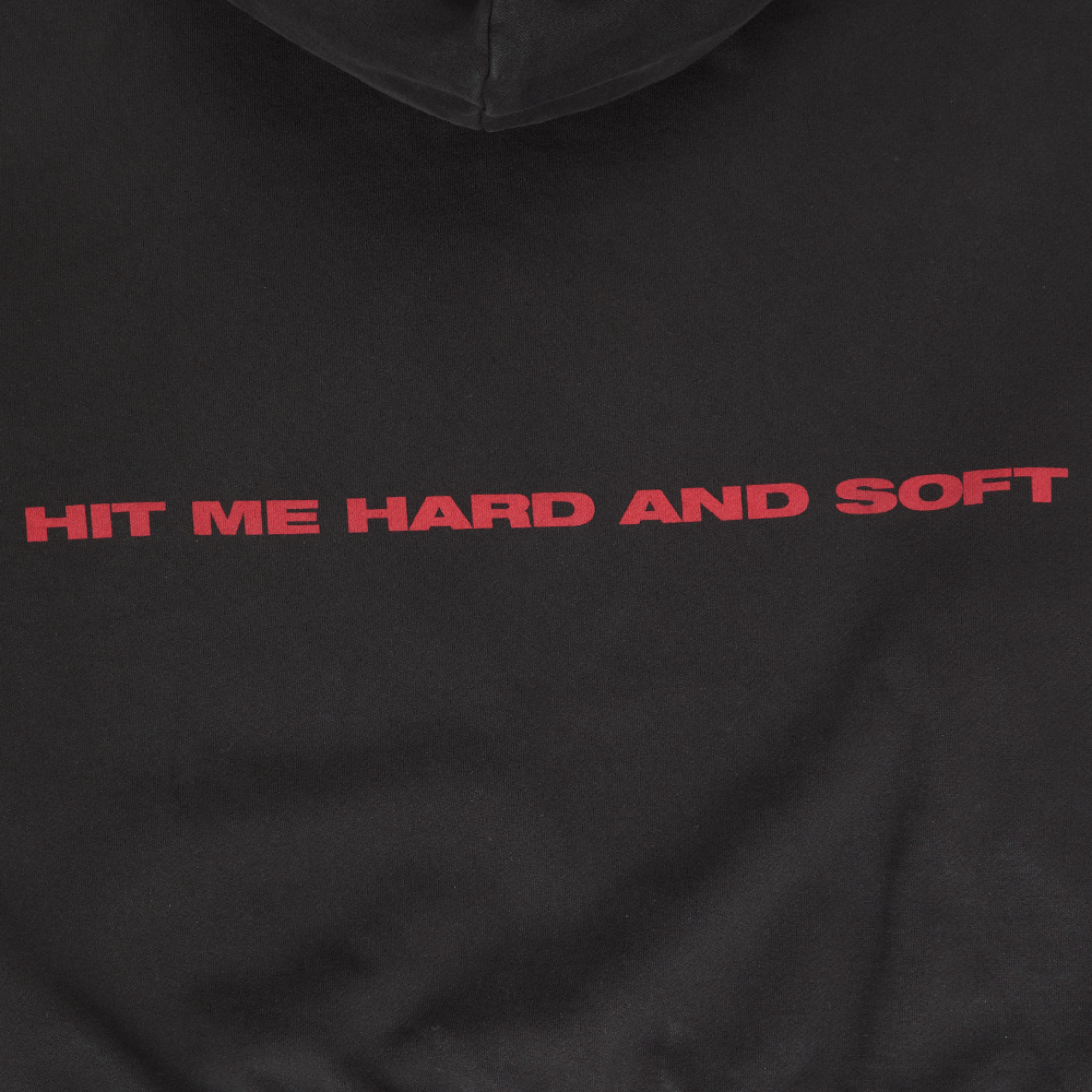 HIT ME HARD AND SOFT Black Cover Pullover Hoodie