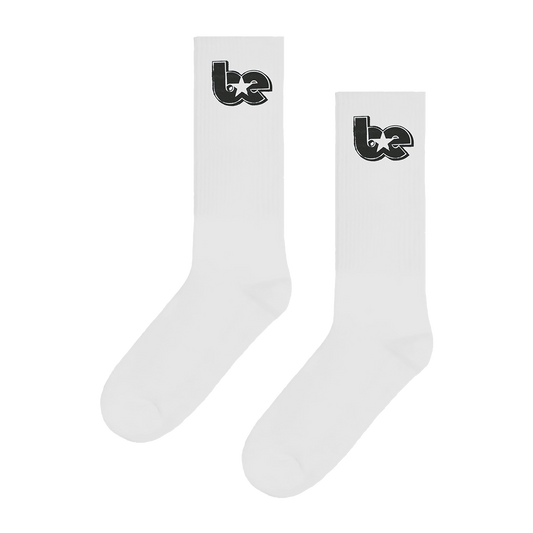 BE Star White Crew Socks
