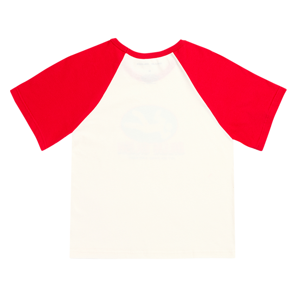 RED AND WHITE RAGLAN DROP SLEEVE TEE